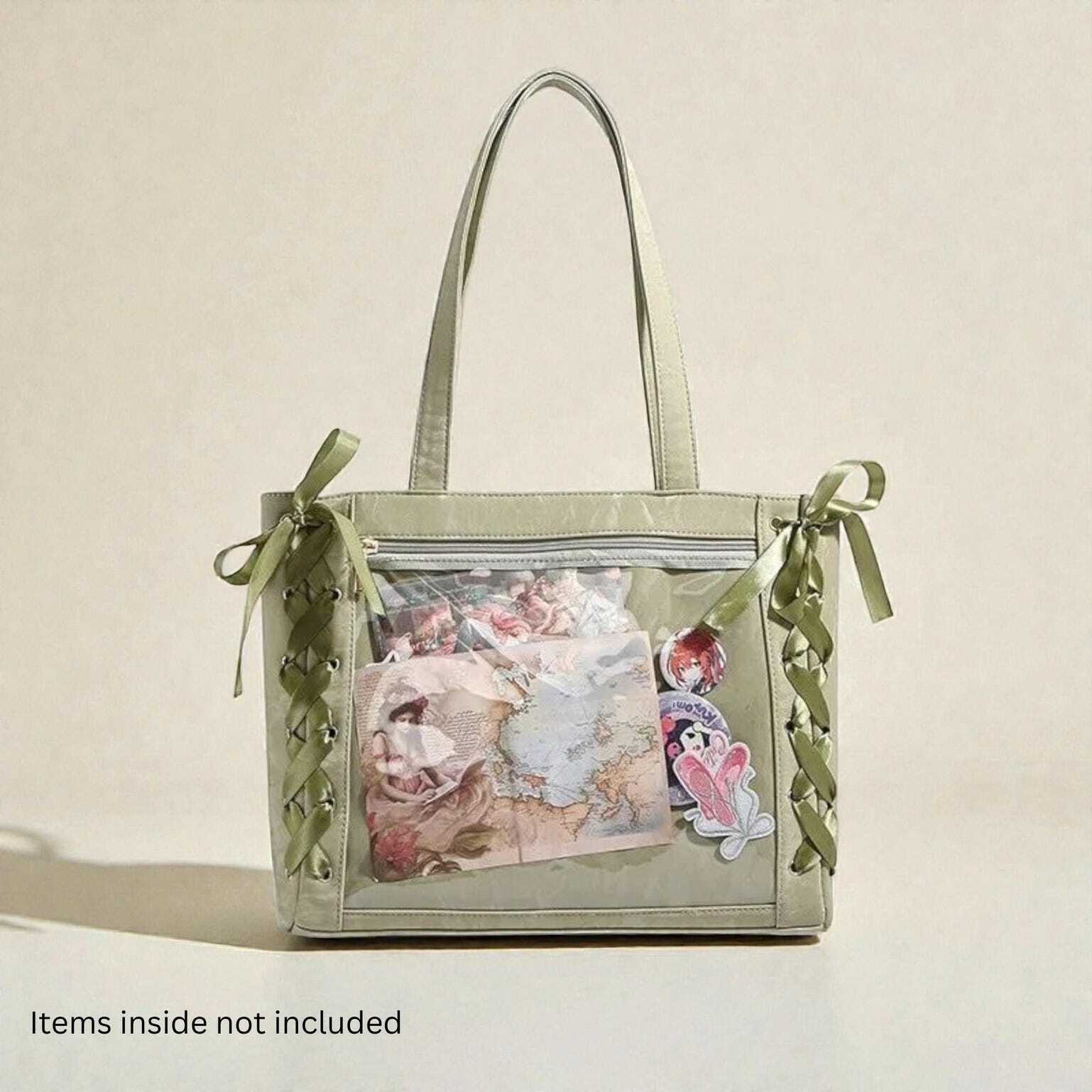 Kawaii Ita Shoulder Bag with Clear Window for Plushies and Pins Kawaii Ita Shoulder Bag with Clear Window for Plushies and Pins