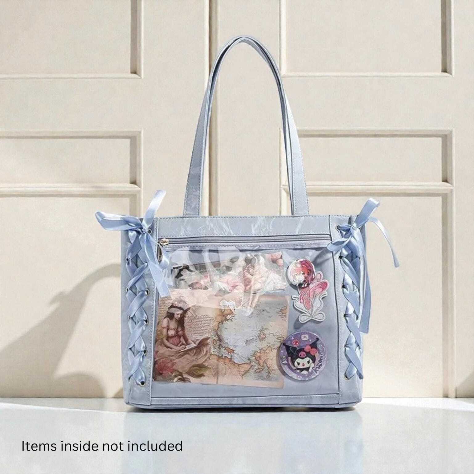 Kawaii Ita Shoulder Bag with Clear Window for Plushies and Pins Kawaii Ita Shoulder Bag with Clear Window for Plushies and Pins