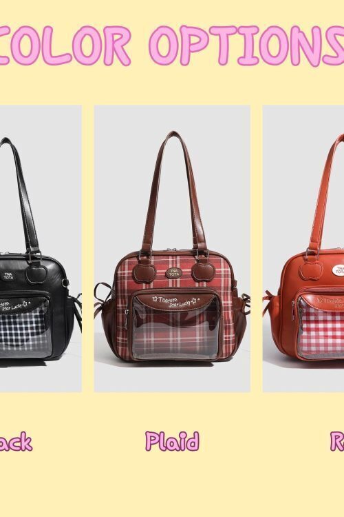 Kawaii Ita Shoulder Bag with Clear Window for Plushies and Pins