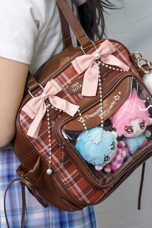 Kawaii Ita Shoulder Bag with Clear Window for Plushies and Pins