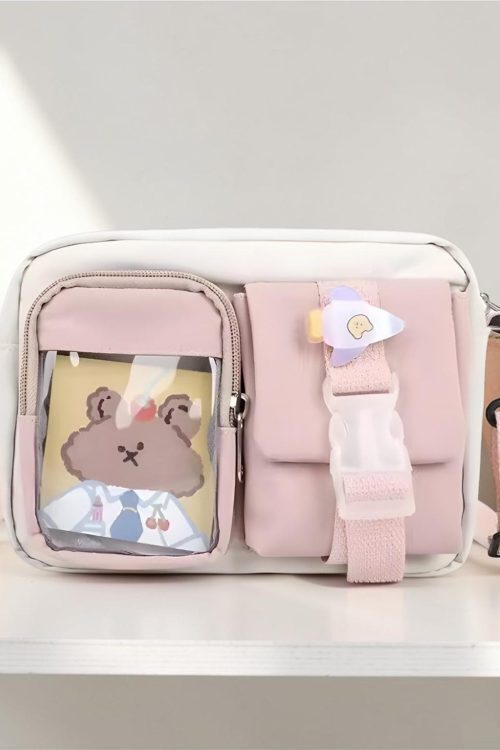Kawaii Ita Shoulder Bag with Clear Window for Plushies and Pins