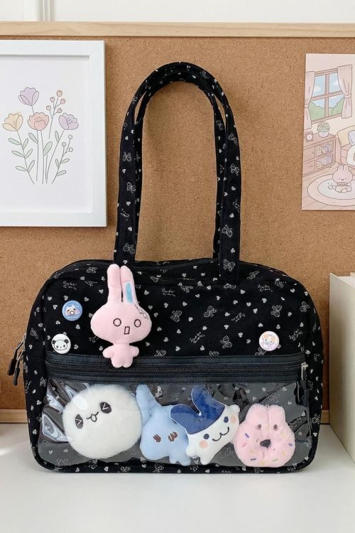 Kawaii Ita Shoulder Bag with Clear Window for Plushies and Pins