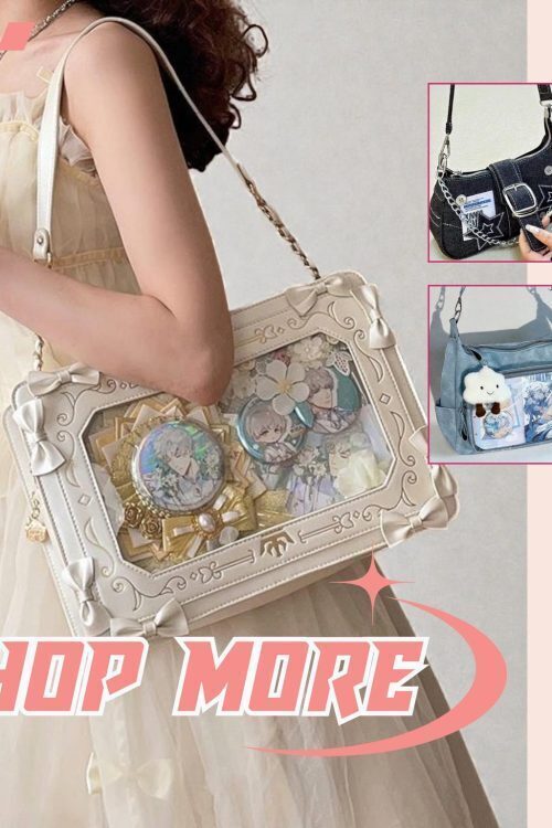 Kawaii Ita Shoulder Bag with Clear Window for Plushies and Pins