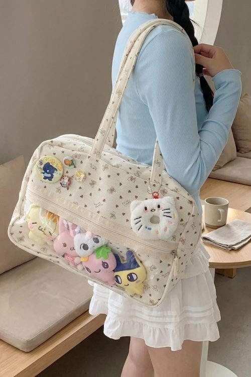Kawaii Ita Shoulder Bag with Clear Window for Plushies and Pins