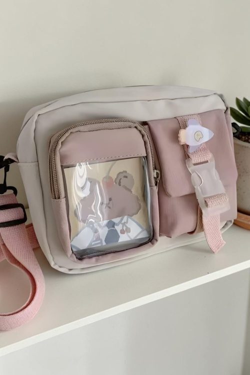 Kawaii Ita Shoulder Bag with Clear Window for Plushies and Pins