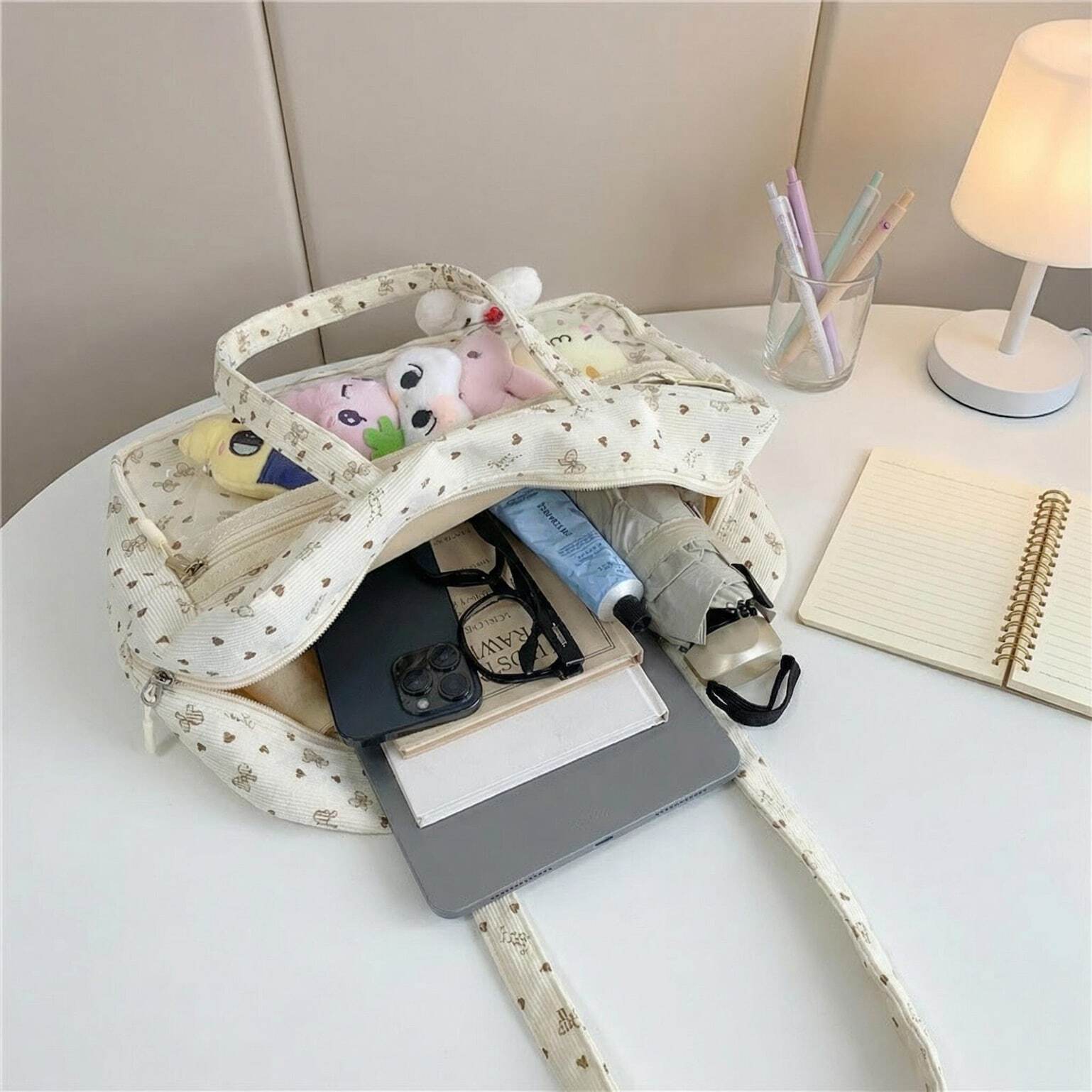 Kawaii Ita Shoulder Bag with Clear Window for Plushies and Pins Kawaii Ita Shoulder Bag with Clear Window for Plushies and Pins