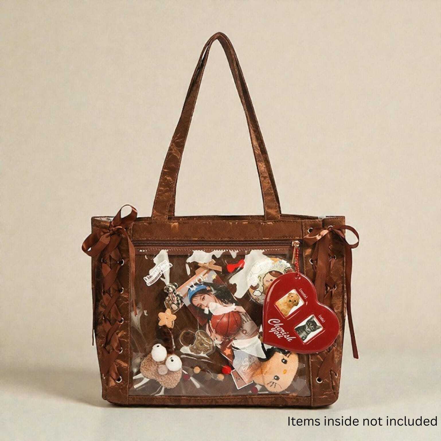 Kawaii Ita Shoulder Bag with Clear Window for Plushies and Pins Kawaii Ita Shoulder Bag with Clear Window for Plushies and Pins