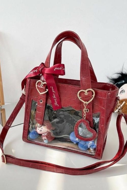 Kawaii Ita Tote Bag with Clear Window for Plushies and Pins