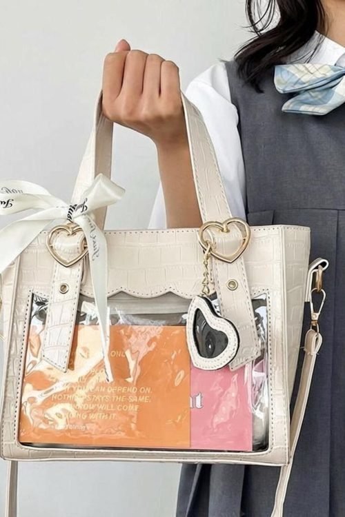 Kawaii Ita Tote Bag with Clear Window for Plushies and Pins