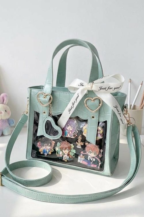 Kawaii Ita Tote Bag with Clear Window for Plushies and Pins