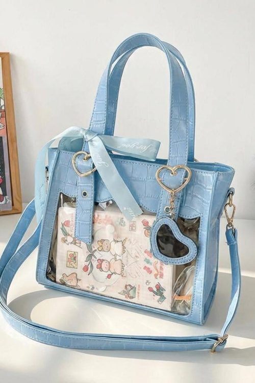 Kawaii Ita Tote Bag with Clear Window for Plushies and Pins