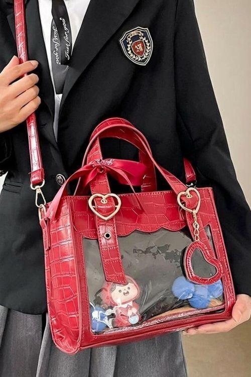 Kawaii Ita Tote Bag with Clear Window for Plushies and Pins