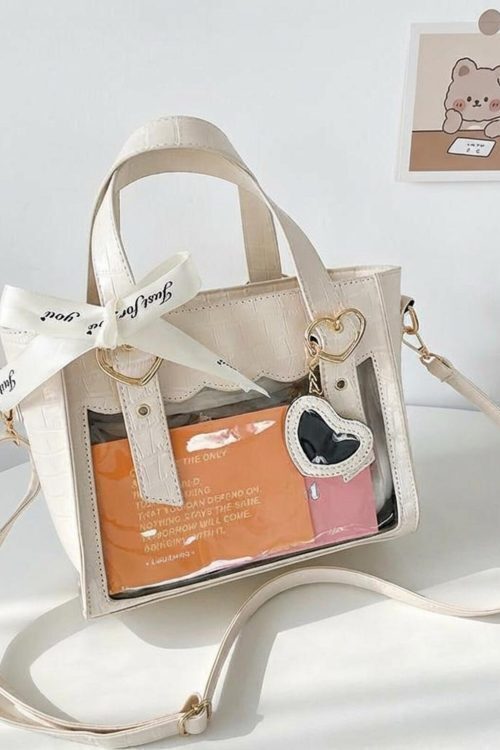 Kawaii Ita Tote Bag with Clear Window for Plushies and Pins