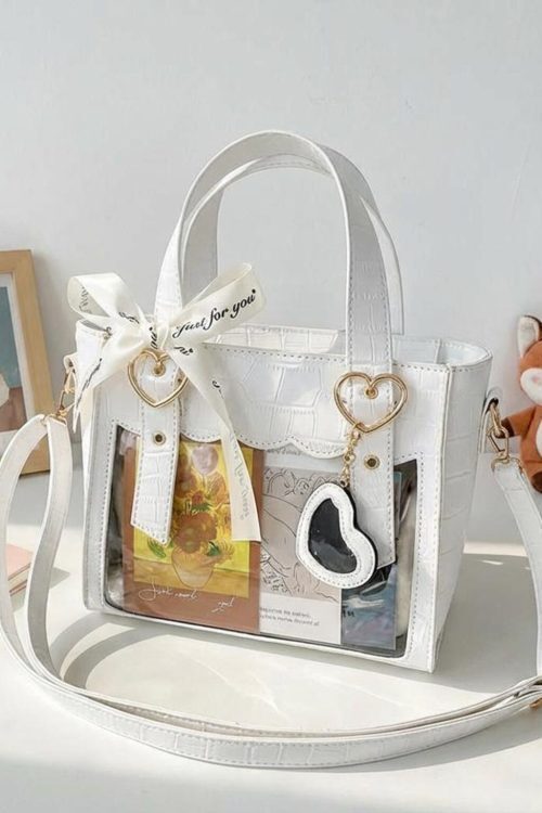 Kawaii Ita Tote Bag with Clear Window for Plushies and Pins