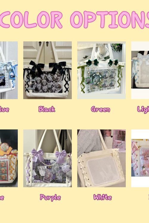 Kawaii Ribbon Ita Shoulder Bag with Clear Window for Pin Display