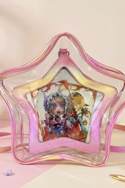 Kawaii Star Ita Crossbody Bag with Clear Window for Pin Display