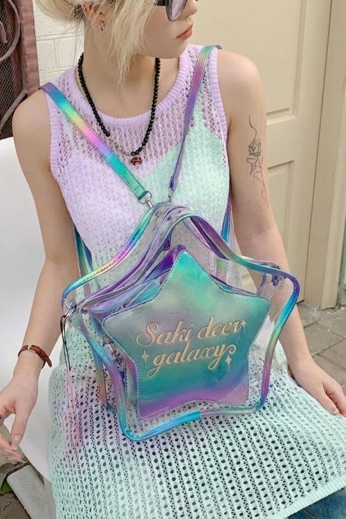 Kawaii Star Ita Crossbody Bag with Clear Window for Pin Display
