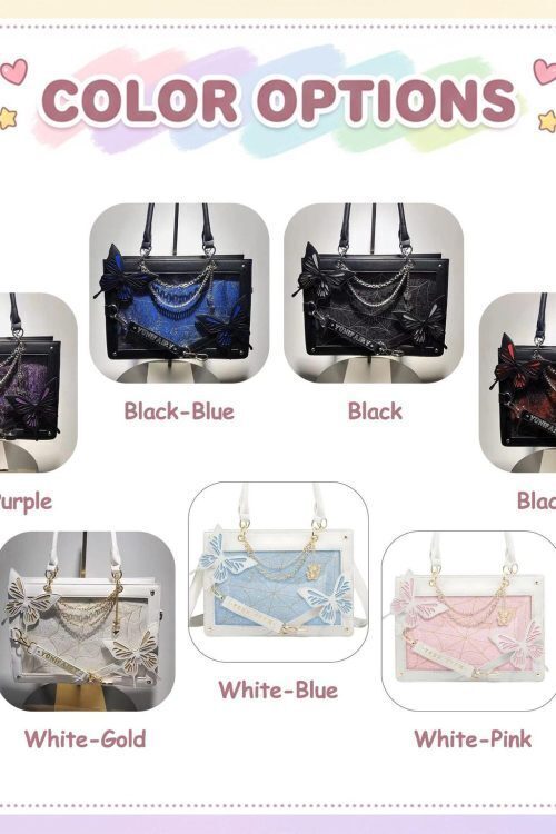Kawaii Y2K Ita Crossbody Bag with Clear Window for Pin Display