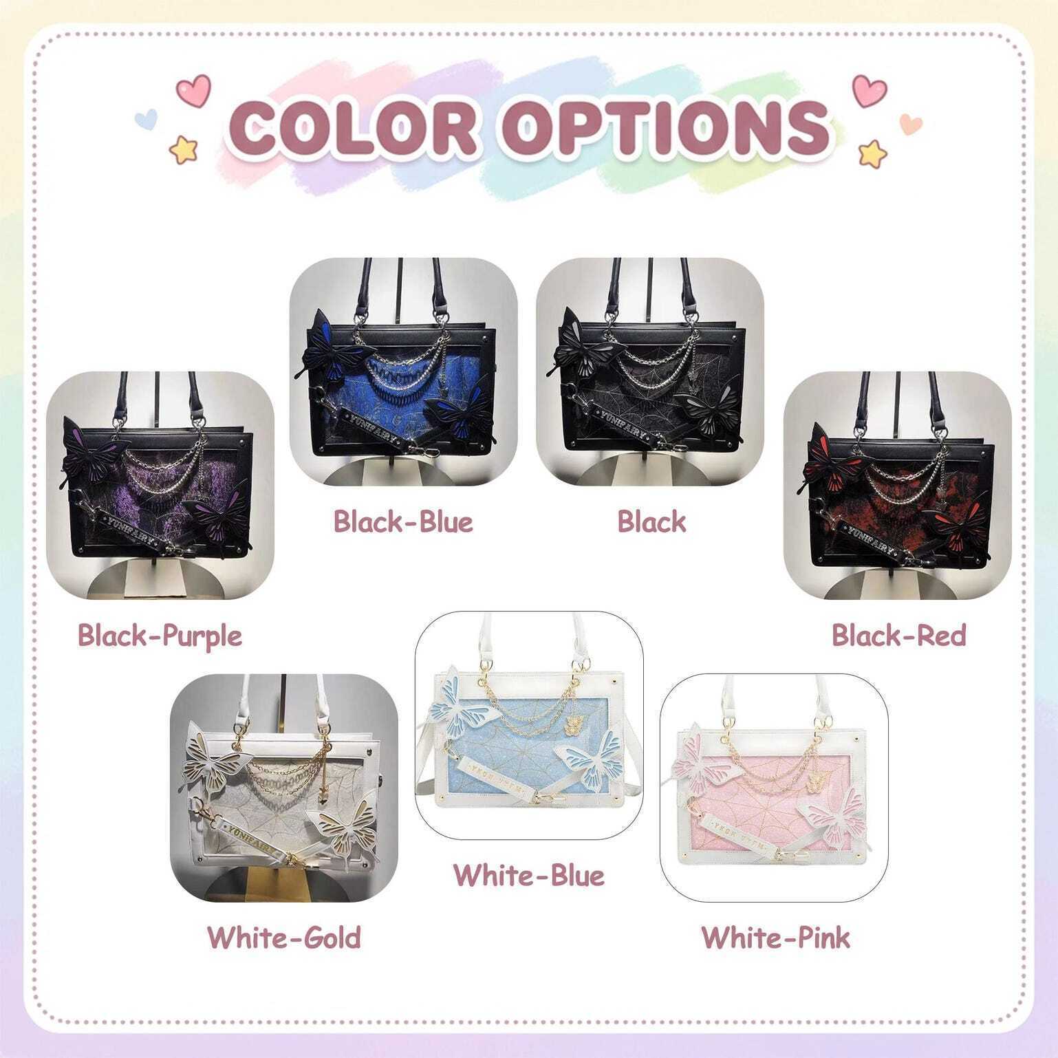 Kawaii Y2K Ita Crossbody Bag with Clear Window for Pin Display Kawaii Y2K Ita Crossbody Bag with Clear Window for Pin Display