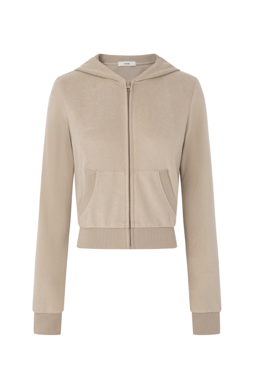 Khaki Slim Short Hoodie / Low-Waist Sweatpants