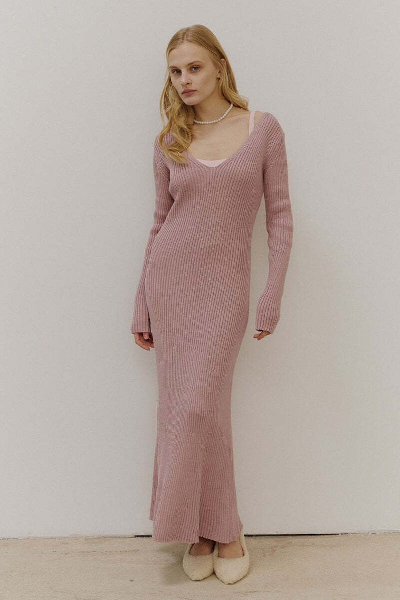 Knit Bodycon V Neck Maxi Dress Knit Bodycon V Neck Maxi Dress