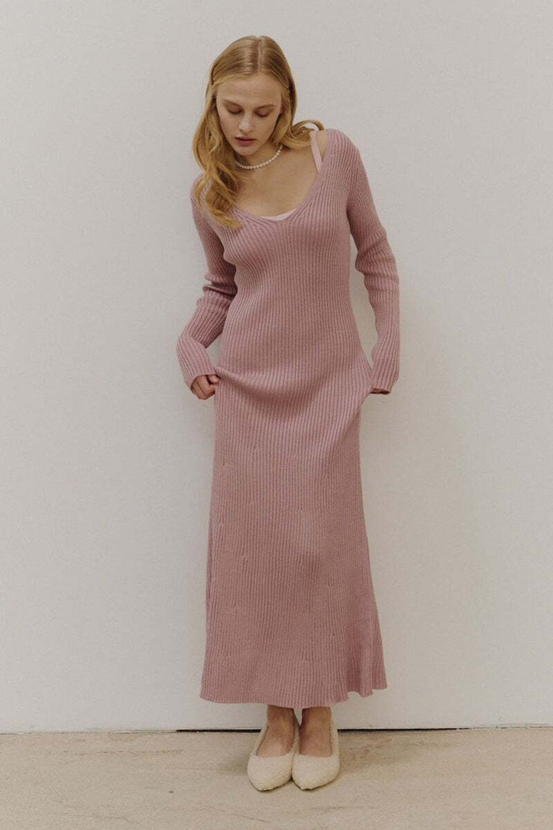Knit Bodycon V Neck Maxi Dress Knit Bodycon V Neck Maxi Dress