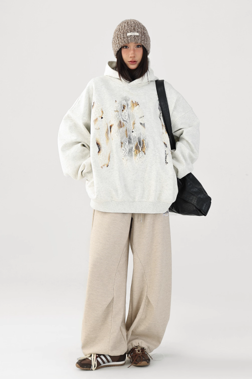 Lace Burnout Embroidered Hoodie