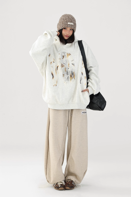 Lace Burnout Embroidered Hoodie