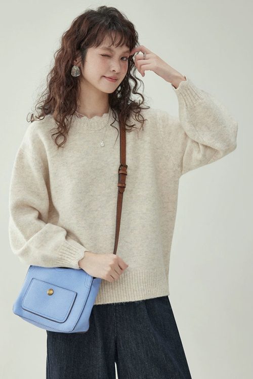 Lace Collar Long-Sleeve Top