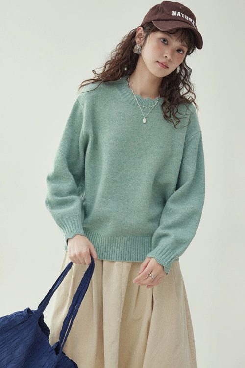 Lace Collar Long-Sleeve Top