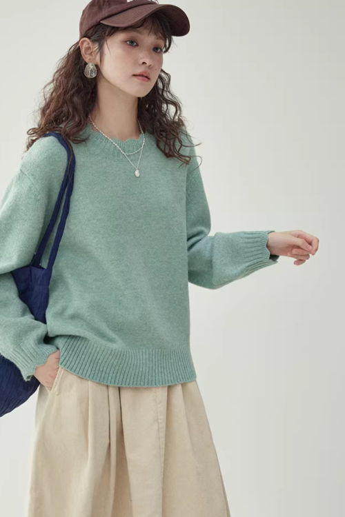 Lace Collar Long-Sleeve Top