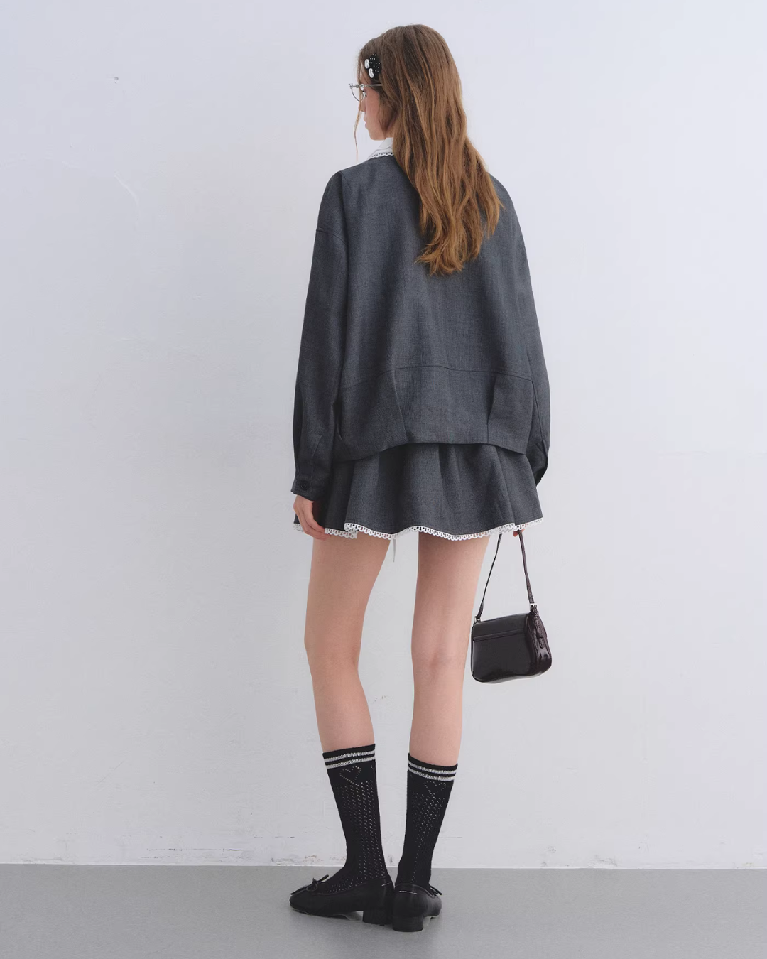 Lace Collar Zip Jacket / Flared Mini Skirt Lace Collar Zip Jacket / Flared Mini Skirt