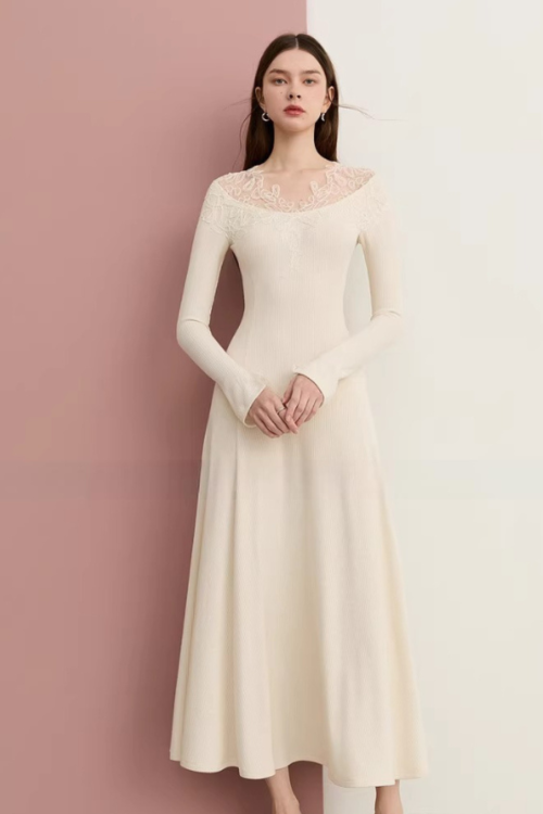 Lace French Long-Sleeve Dress