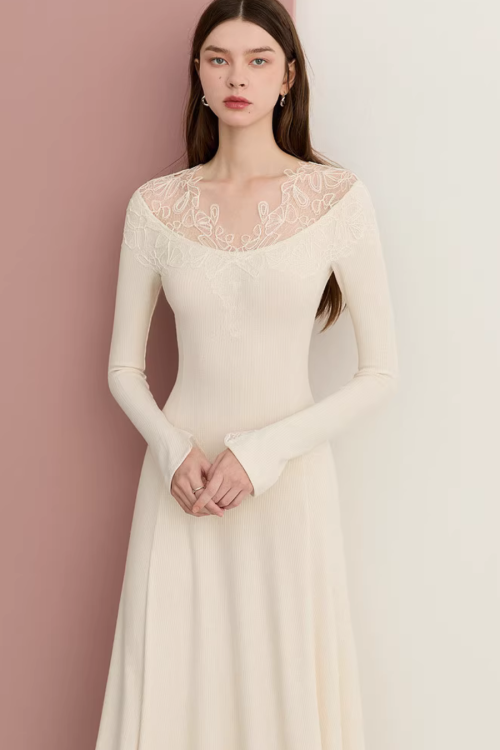 Lace French Long-Sleeve Dress