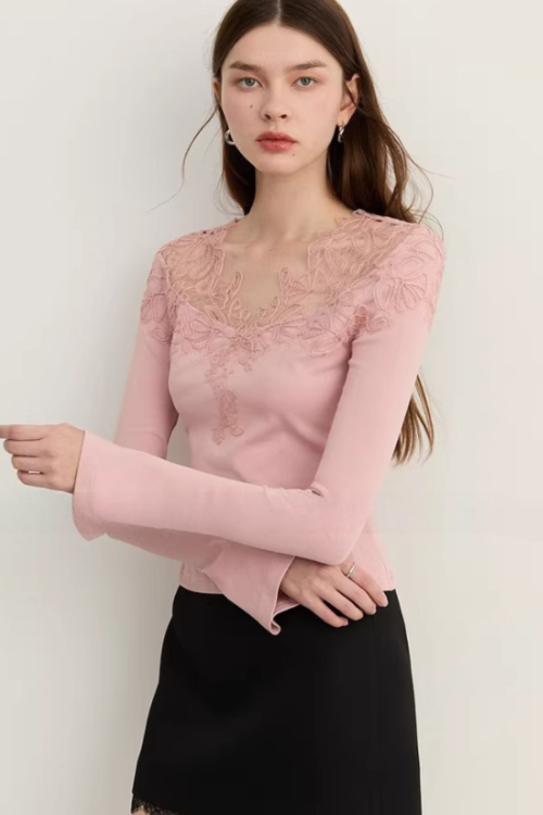 Lace French Long-Sleeve Dress