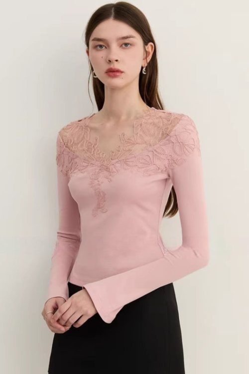 Lace French Long-Sleeve Dress