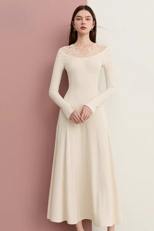 Lace French Long-Sleeve Dress