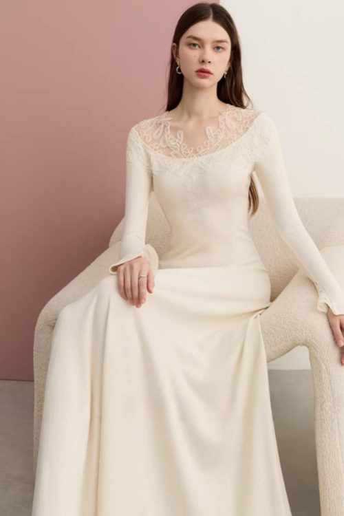 Lace French Long-Sleeve Dress