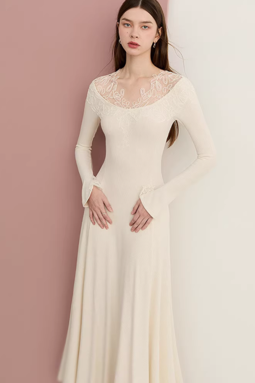 Lace French Long-Sleeve Dress
