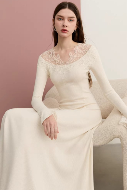 Lace French Long-Sleeve Dress