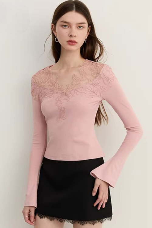 Lace French Long-Sleeve Dress