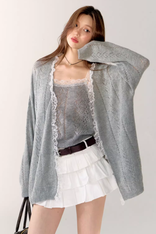Lace Knit Cardigan / Lace Knit Camisole