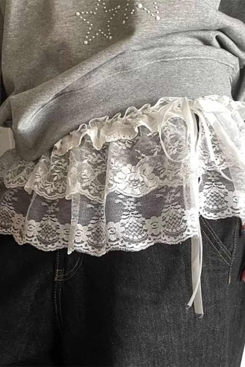Lace Layered Mini Skirt Belt
