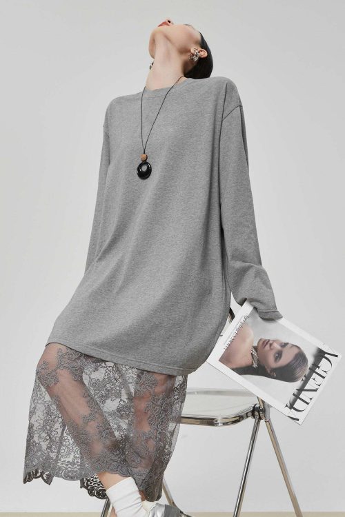 Lace Patchwork Long-Sleeve Dress