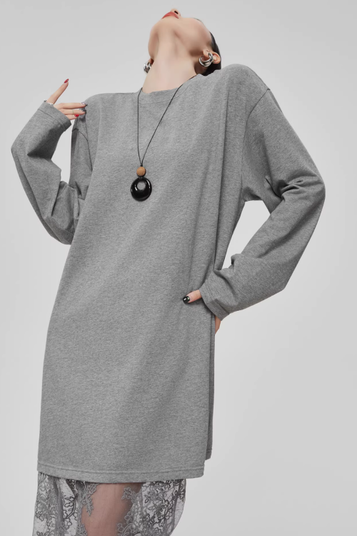 Lace Patchwork Long-Sleeve Dress