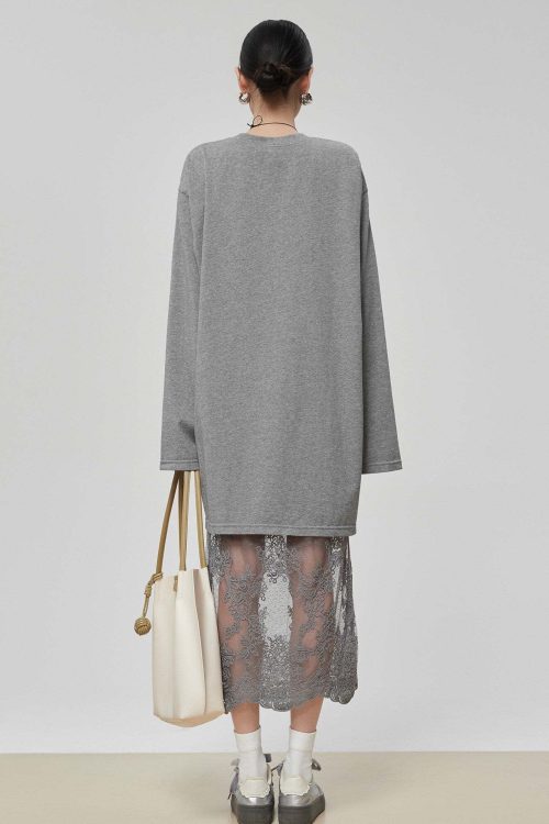 Lace Patchwork Long-Sleeve Dress