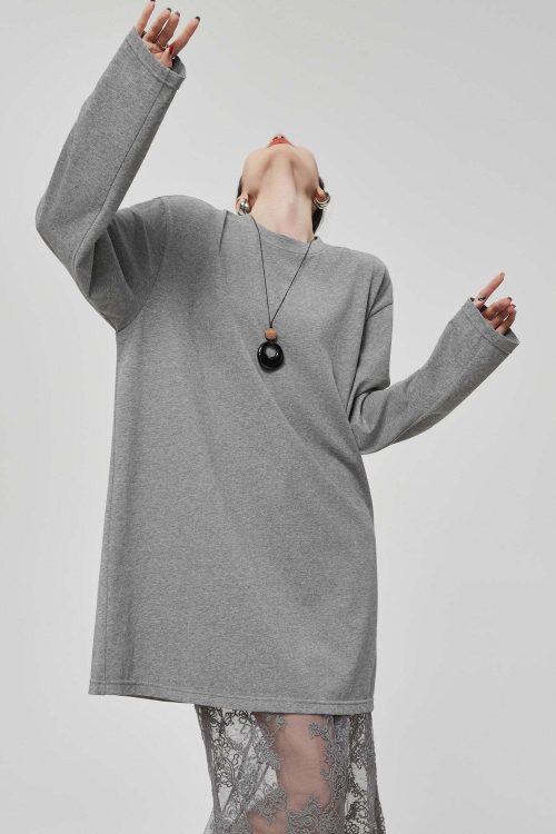 Lace Patchwork Long-Sleeve Dress