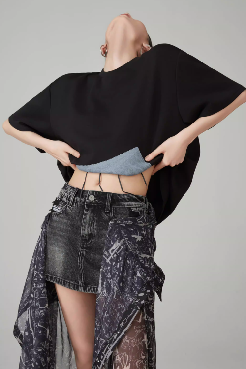 Lace Printed Short-Sleeve T-Shirt