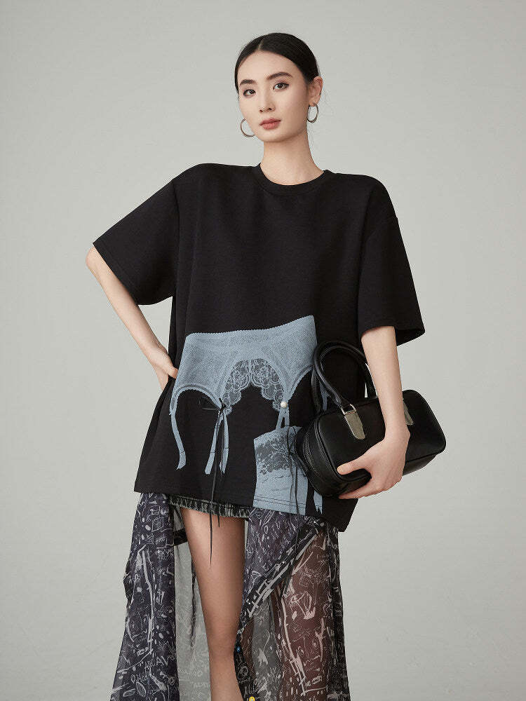 Lace Printed Short-Sleeve T-Shirt