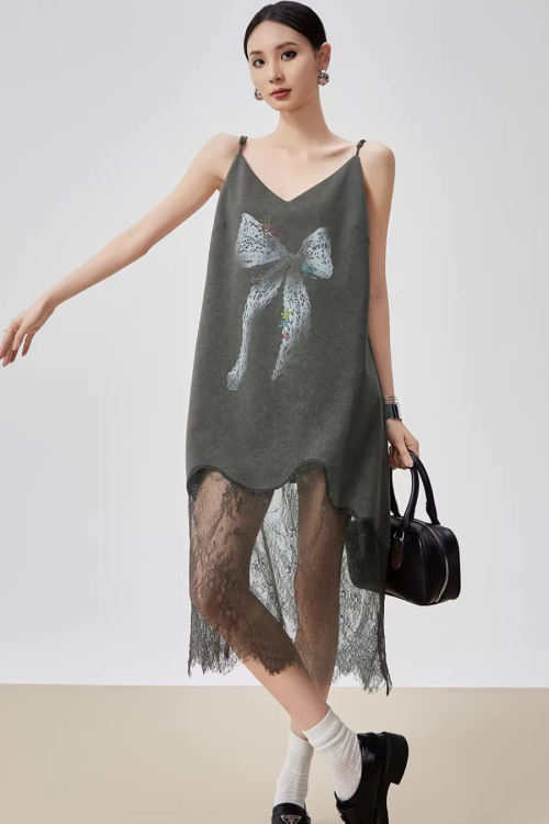 Lace Spliced Camisole Dress